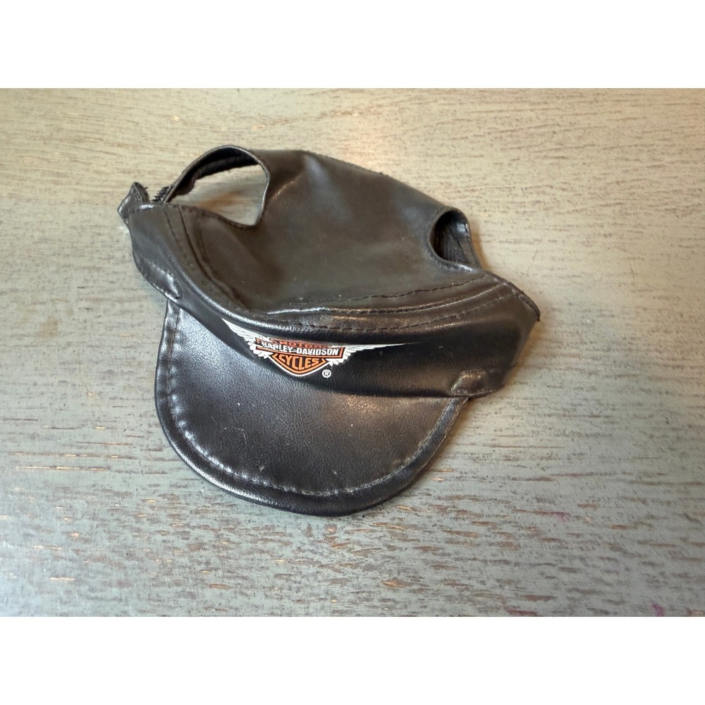 Harley-Davidson Dog Biker Hat Black Leather Pet Cap Bar & Shield Logo Small